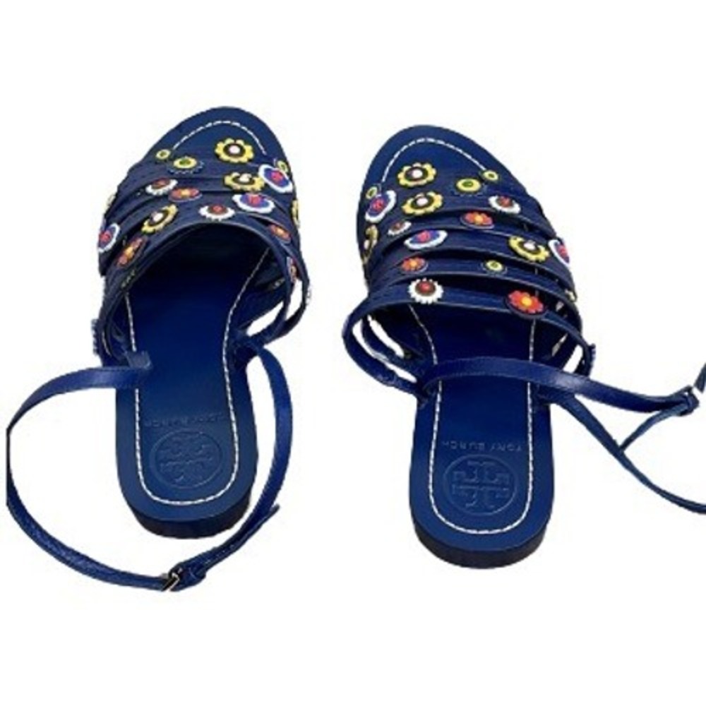 TORY BURCH MARGUERITE CALF LEATHER SANDALS SIZE 7 - Picture 5 of 8